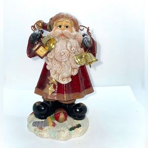 Vintage Christmas Resin & Tin Santa Claus Bobble Figurine 6.5"  Tall